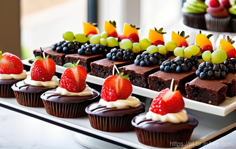 알레르기 없이 즐길 수 있는 파티 음식 - A vibrant, inviting buffet table at a lively party, showcasing an abundance of delicious, diverse sa...
