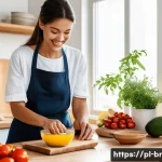 Home 22 알레르기 대체 식품의 장기적 효능 - **"A vibrant and cozy kitchen scene featuring a young adult preparing a delicious, aesthetically ple...