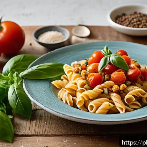 Home 17 알레르기 대체 식품으로 만든 간편 요리 - A vibrant, cozy kitchen scene featuring a rustic wooden table set with a colorful gluten-free pasta ...